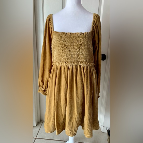 Free People Elegant Gold Yellow Lace-Up Dress NWT sz XL - Picture 6 of 14